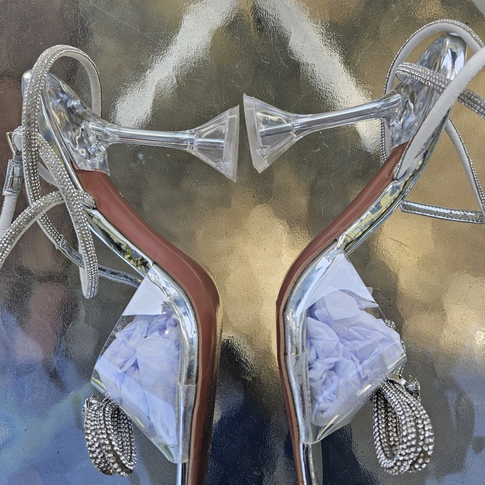 Zzheels Silver Strappy Sandals Size 7.5 - Picture 9 of 9